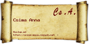 Csima Anna névjegykártya